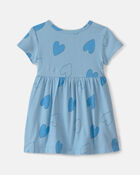 B&eacute;b&eacute; fille - Robe manches courtes &agrave; motif c&oelig;ur - Bleu, image 2 sur 3 diapositives