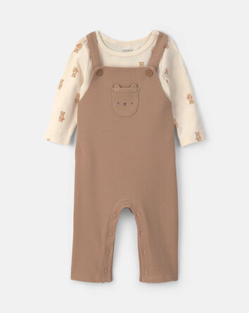 Baby 2-Piece Bear Long-Sleeve Overall Set - Brown, 