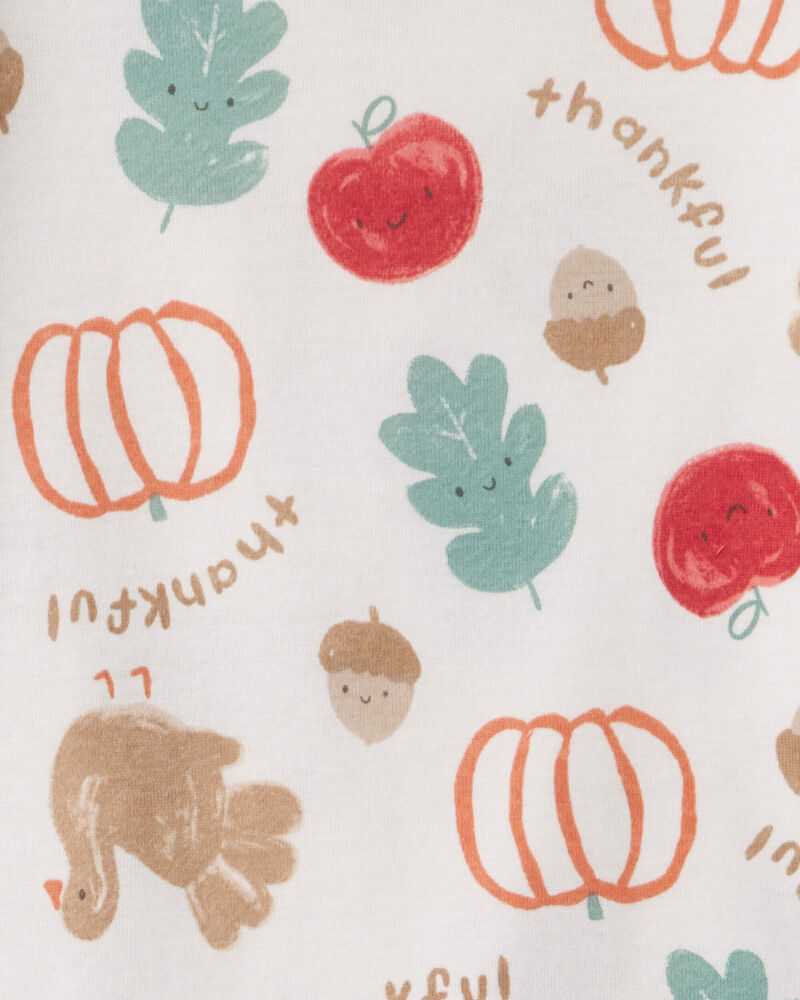 Baby 2-Piece Thanksgiving 100% Cotton Snug Fit Pyjama Set - Cream, image 3 of 4 slides