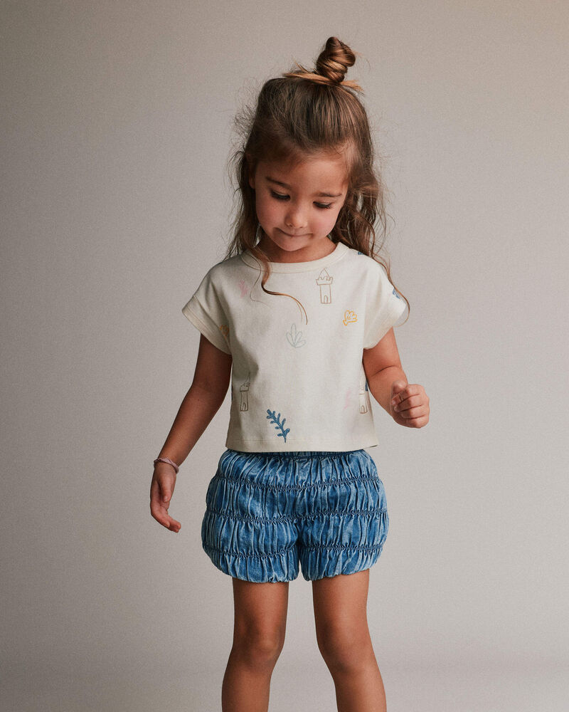 Tout-petit fille - T-shirt ample &agrave; imprim&eacute; ch&acirc;teau de sable &ndash; Cr&egrave;me, image 3 sur 6 diapositives