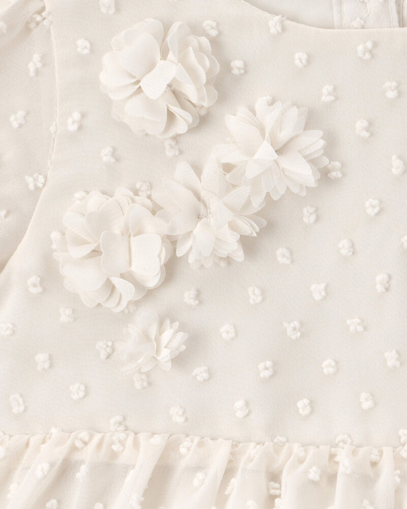 Baby Girl Swiss Dot Occasion Dress - Cream, image 4 of 5 slides
