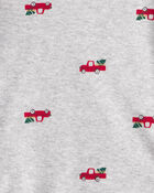 Baby Boy 3-Piece Christmas Tree & Truck Print Vest, Bodysuit & Pant Set - Red/Black/Grey, image 3 of 5 slides