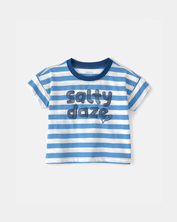Baby Boy 'Salty Daze' Striped Graphic Tee - Blue/Ivory, 