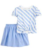 Toddler 2-Piece Striped Top & Skort Set, image 1 of 4 slides