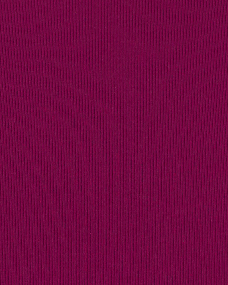 Girls Long-Sleeve Ribbed Top - Burgundy, image 2 of 3 slides