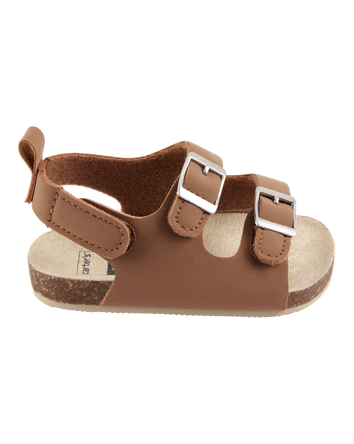 Baby Buckle Faux Cork Sandals, 