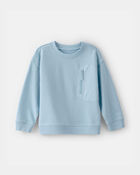Toddler Boy French Terry Zipper Pullover Sweatshirt - Blue, image 1 of 4 slides