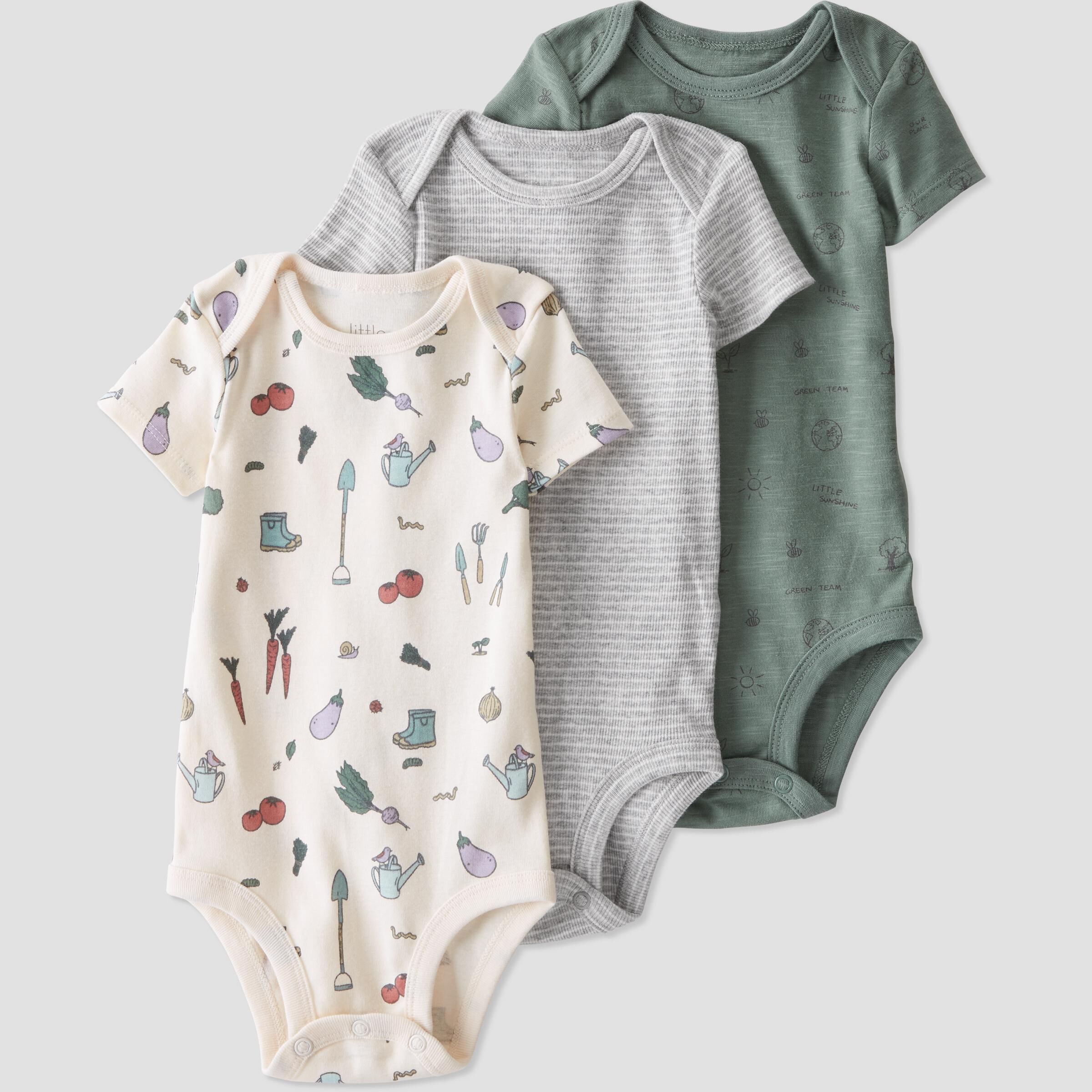 Multi Garden Print 3 Pack Organic Cotton Bodysuits Carter s