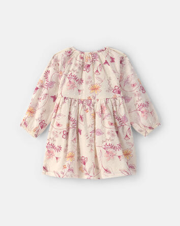 B&eacute;b&eacute; fille - Robe manches longues &agrave; motif floral - Blanc/Rose, 