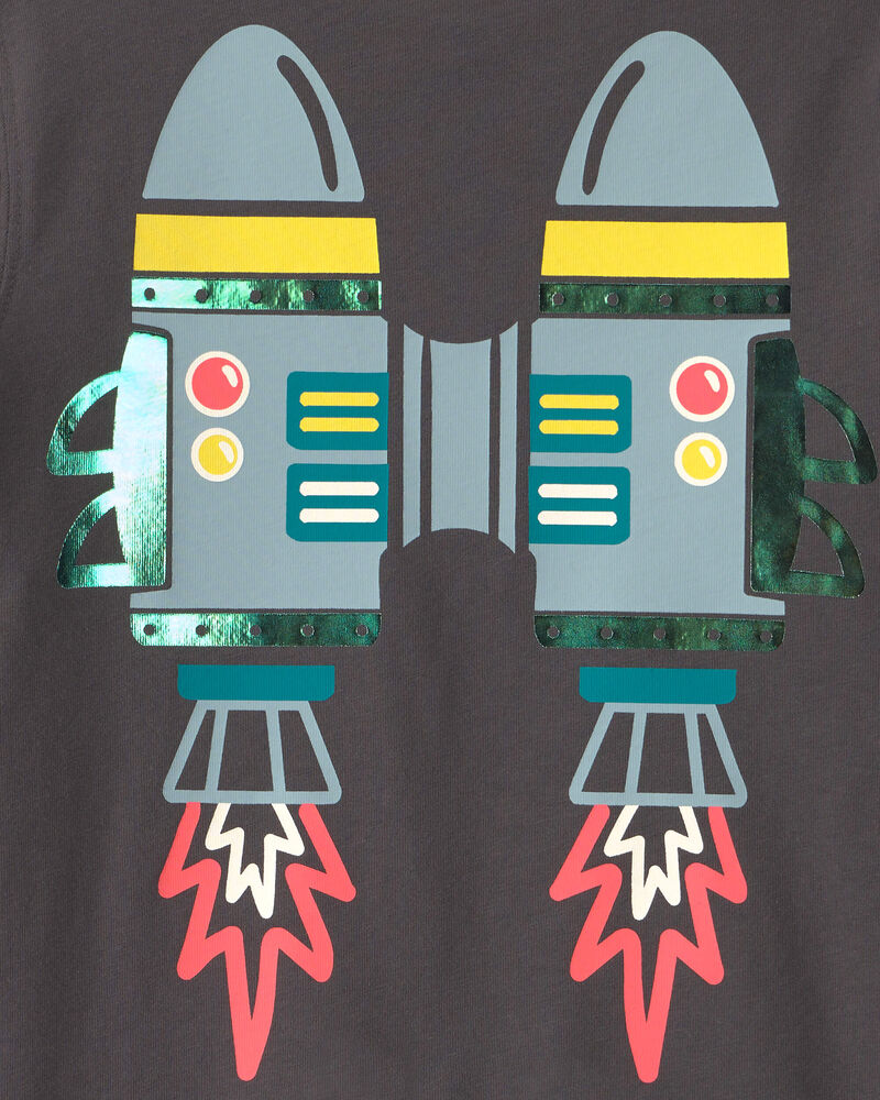 T-shirt manches longues &agrave; imprim&eacute; fus&eacute;e de l&rsquo;espace dinosaure pour tout-petit - Gris, image 4 sur 4 diapositives