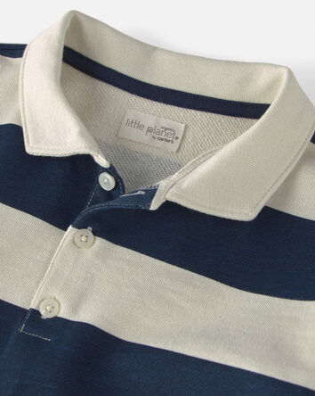 Gar&ccedil;ons - Polo &agrave; rayures rugby en jersey bouclette de coton biologique, 