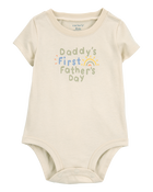 Baby 1st Father's Day Short-Sleeve Bodysuit - Ivory, image 1 of 3 slides