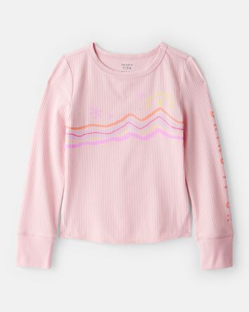 Girls Active Rib Long-Sleeve Top - Pink, 