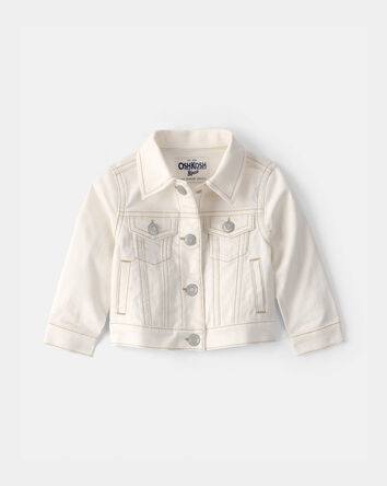 Baby Girl Twill Jacket - Ivory, 