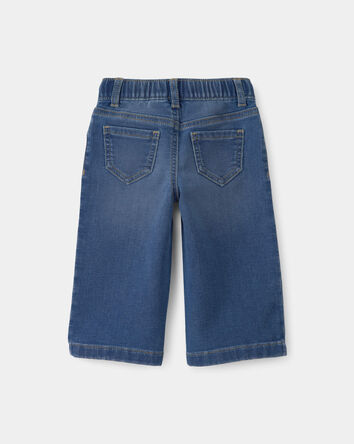 B&eacute;b&eacute; fille - Jeans &agrave; jambe large avec cordon de serrage - D&eacute;lav&eacute; fonc&eacute;, 