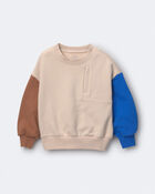 Toddler Boy Colourblock Pullover Sweatshirt - Khaki, image 2 of 5 slides