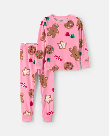 Baby Girl 2-Piece Christmas Gingerbread DreamPlush Snug Fit Pyjama Set - Pink, 