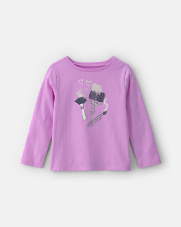 Girls 'Work of Heart' Paintbrush Long-Sleeve Graphic Tee - Purple, 