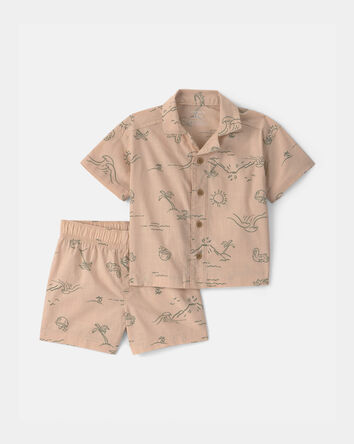 Baby Boy 2-Piece Volcano Beach Top & Short Set - Tan, 
