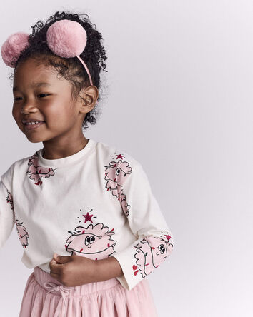 Toddler Girl Holiday Squish Character Long-Sleeve Graphic Tee - Ivory, 