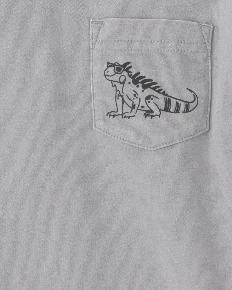 Tout-petit gar&ccedil;on - T-shirt &agrave; imprim&eacute; de l&eacute;zard sur la poche - Gris, image 2 sur 2 diapositives