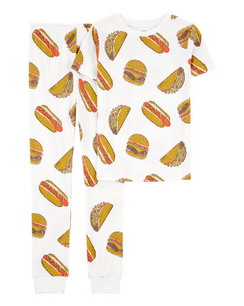 Kid 2-Piece Food Print 100% Snug Fit Cotton Pyjamas, 