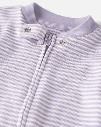 Baby Organic Cotton Striped Sleeper Pyjamas, 