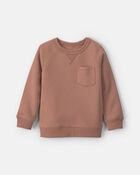 Toddler Boy Fleece Pullover Sweatshirt - Brown, image 1 of 3 slides