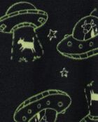 Kid 1-Piece Space Cow Fleece Footie Pyjamas, image 2 of 3 slides