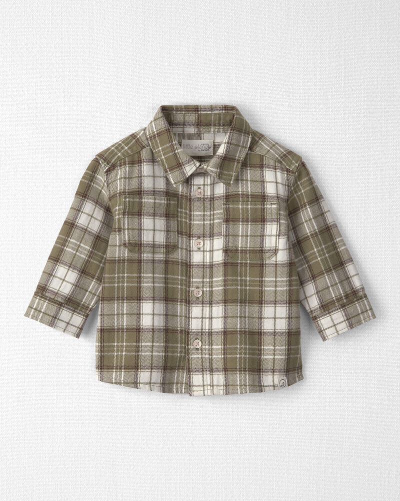 Baby Boy Organic Cotton Flannel Button-Down Shirt, image 1 of 4 slides