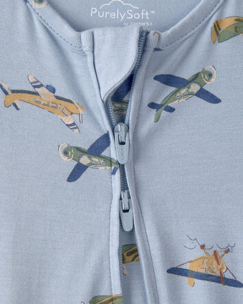 B&eacute;b&eacute; gar&ccedil;on - Grenouill&egrave;re PurelySoft avec fermeture &agrave; glissi&egrave;re 2 sens, motif avion - Bleu, 