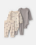 Baby 4-Piece Elephant Long-Sleeve Bodysuit & Pant Set - Grey, image 1 of 5 slides