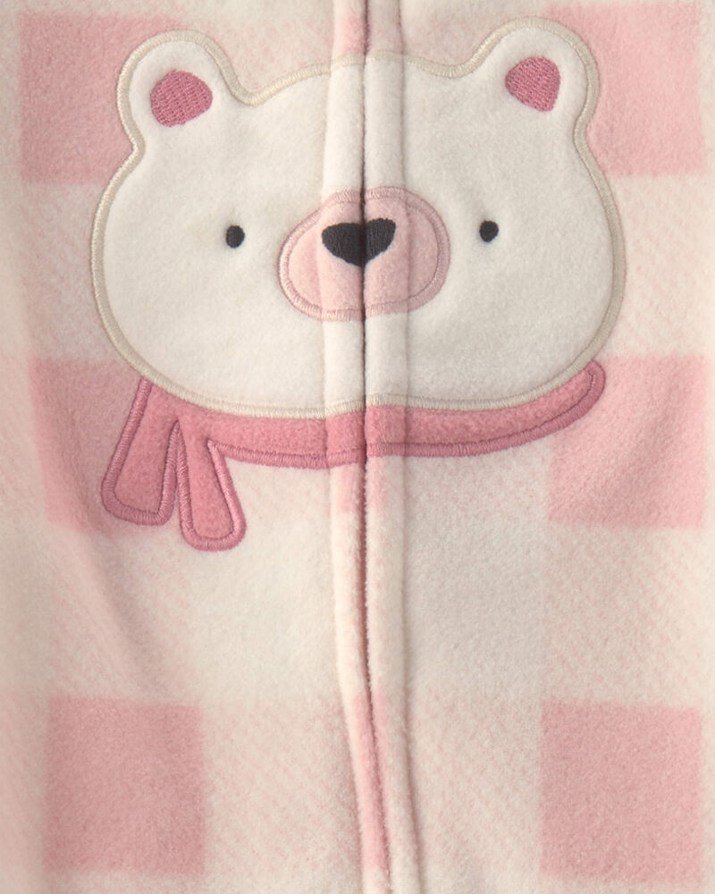 Baby Girl 2-Pack Polar Bear Plaid Fleece 2-Way Zip Sleepers, image 3 of 5 slides