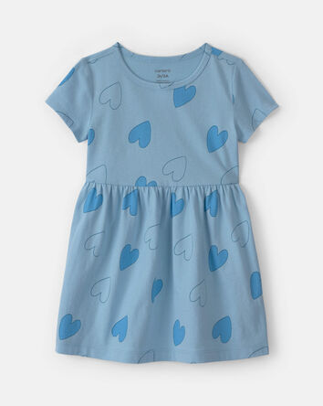 Toddler Girl Heart Short-Sleeve Dress - Blue, 