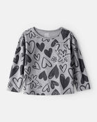 Toddler Girl Heart Print Long-Sleeve Top - Grey, image 1 of 3 slides