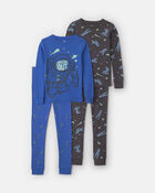 Boys 4-Piece Astronaut 100% Cotton Snug Fit Pyjama Set - Blue, image 1 of 5 slides