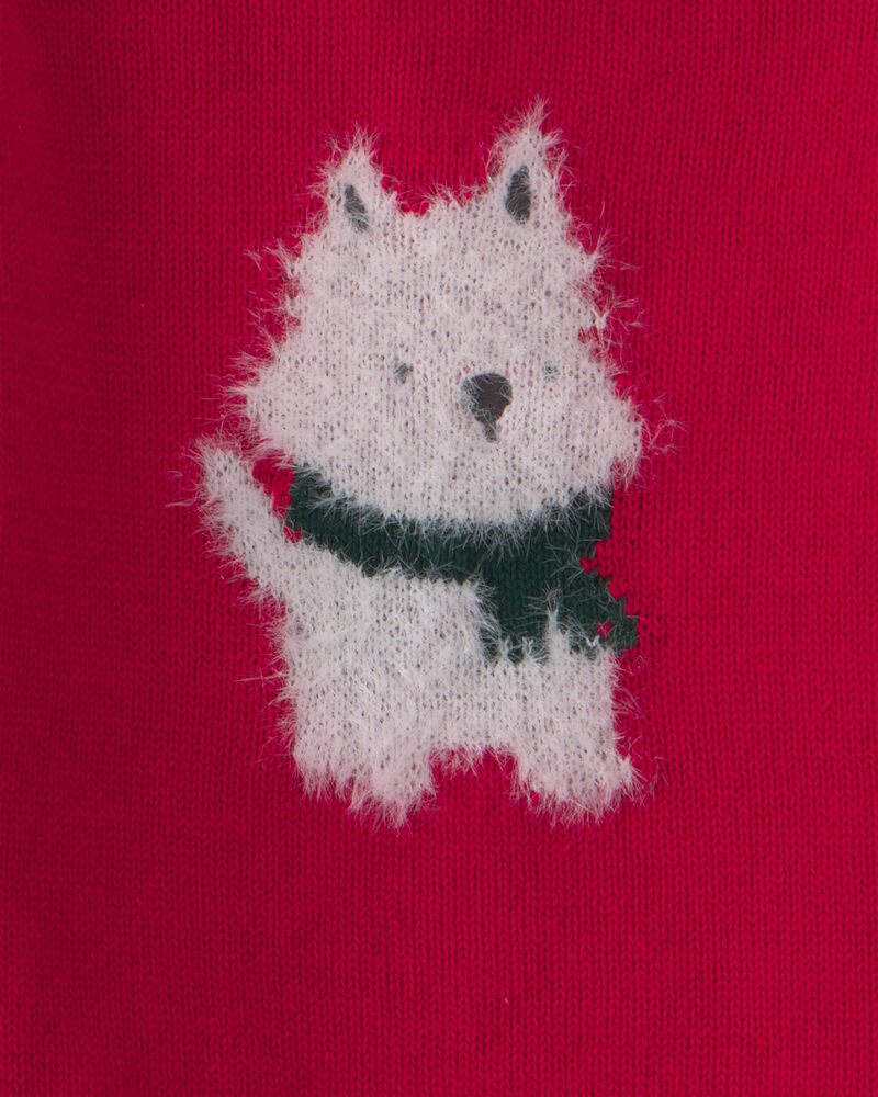 B&eacute;b&eacute; fille - Ensemble 2 pi&egrave;ces chandail &agrave; motif chien et pantalon &ndash; Rouge/Cr&egrave;me, image 4 sur 5 diapositives