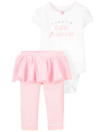 2-Piece Daddy's Princess Bodysuit & Tutu Pant Set, 
