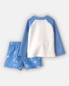Baby Boy 2-Piece Shark Long-Sleeve Rashguard Swimsuit Set - Blue/White, image 2 of 5 slides