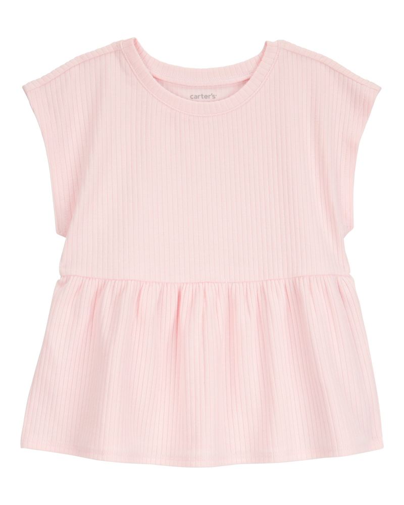 Toddler Short-Sleeve Peplum Tee - Pink, image 1 of 3 slides