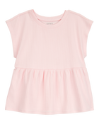Toddler Short-Sleeve Peplum Tee - Pink, image 1 of 3 slides