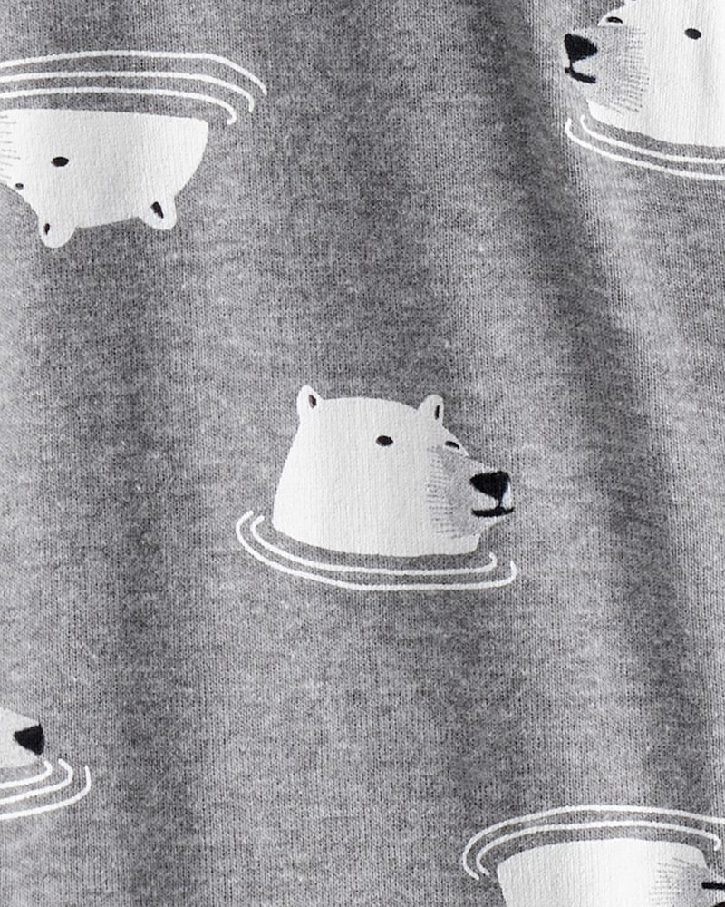 Toddler Boy Polar Bear Cotton Snug Fit Footie 1-Piece Pyjamas - Grey, image 2 of 4 slides