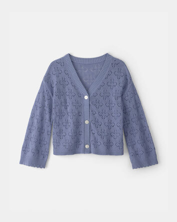 Filles - Cardigan boutonn&eacute; - Bleu, 