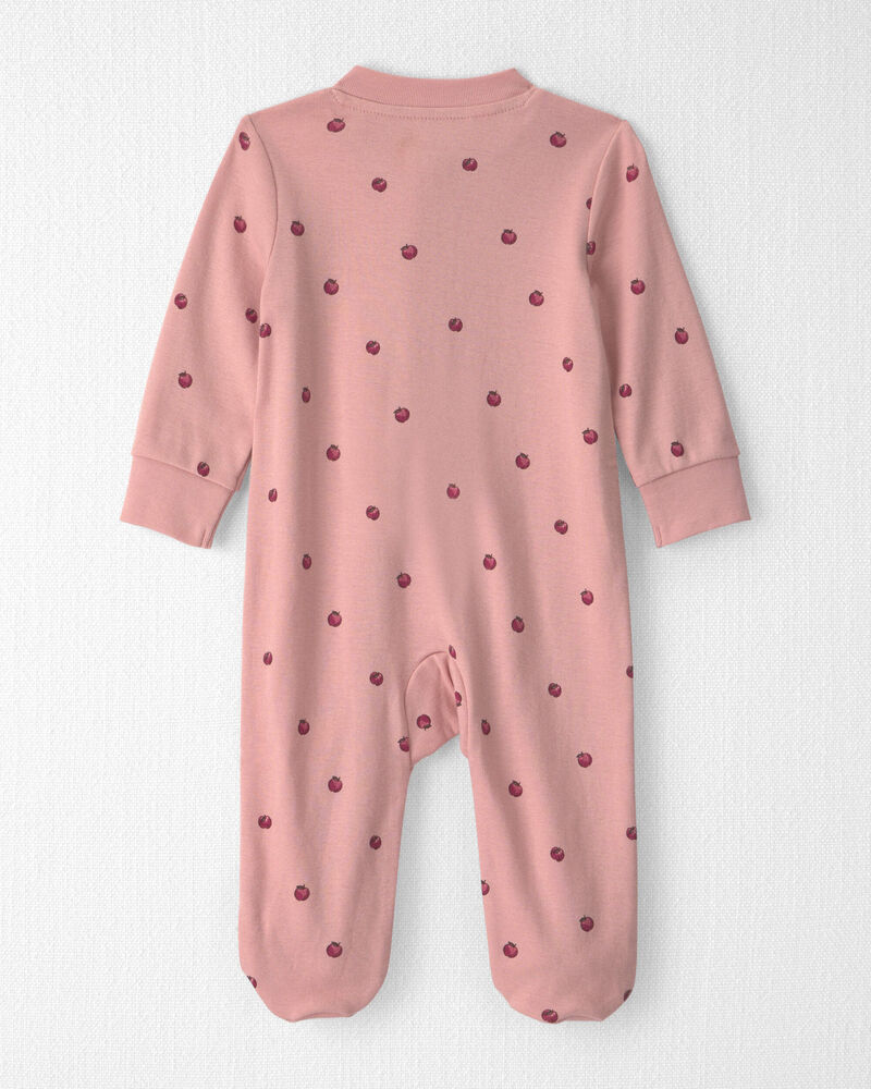 Baby Girl Organic Cotton Sleepers in Apples, image 2 of 5 slides