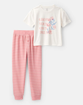 Girls 2-Piece Grown Your Own Dreams Floral Loose Fit Pyjamas, 