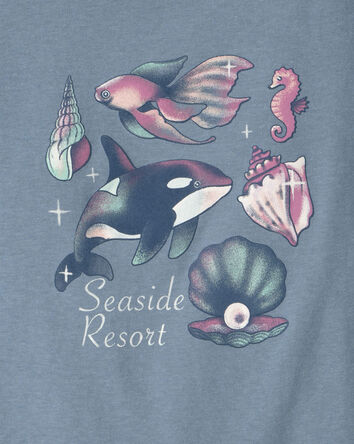 Filles - T-shirt &agrave; imprim&eacute; vie marine &laquo;Seaside Resort&raquo; - Bleu, 