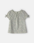 Toddler Girl Floral Puff-Sleeve Top - Green, image 1 of 3 slides