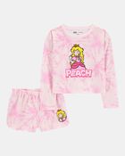 Kid Super Mario Bros&trade; Princess Peach Print Loose Fit 2-Piece Pyjamas - Pink, image 1 of 3 slides