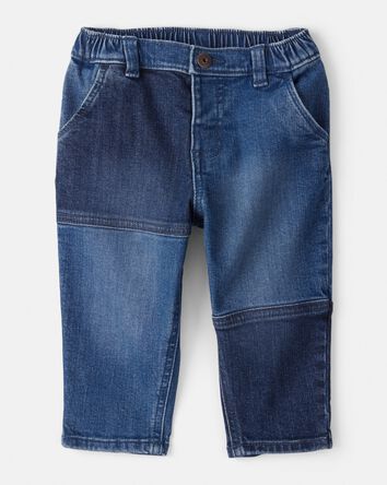 Baby Boy Dark Wash Patchwork Jeans - Blue, 