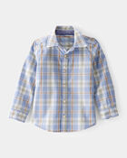 Toddler Poplin Plaid Button-Front Shirt  -Blue/Orange/White, image 1 of 4 slides